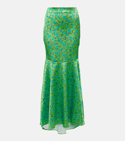 Rotate Floral ruched maxi skirt | LYBSTORE