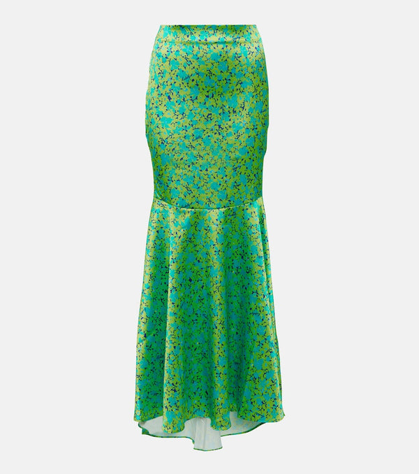 Rotate Floral ruched maxi skirt | LYBSTORE