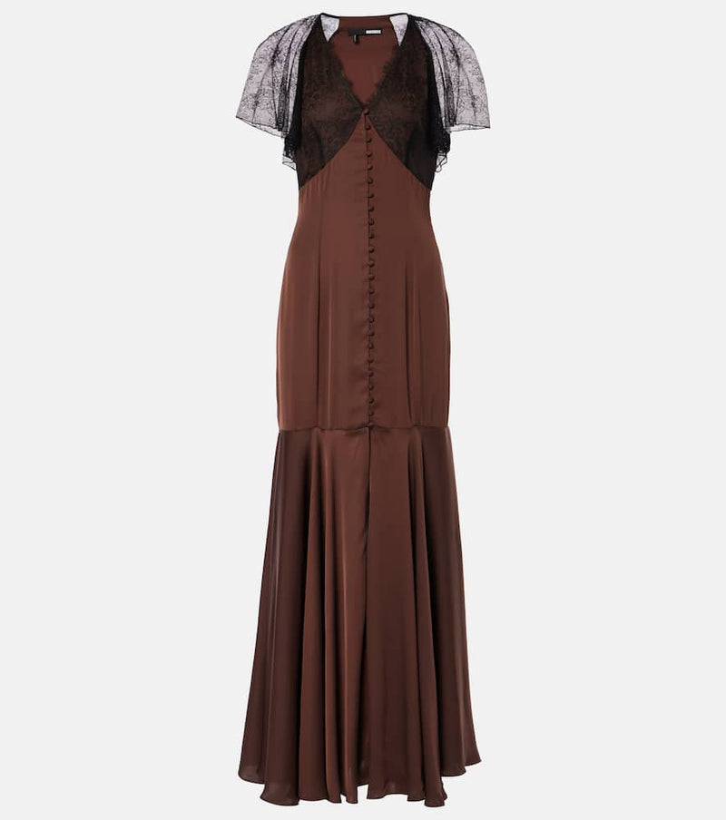 Rotate Lace-trimmed maxi dress