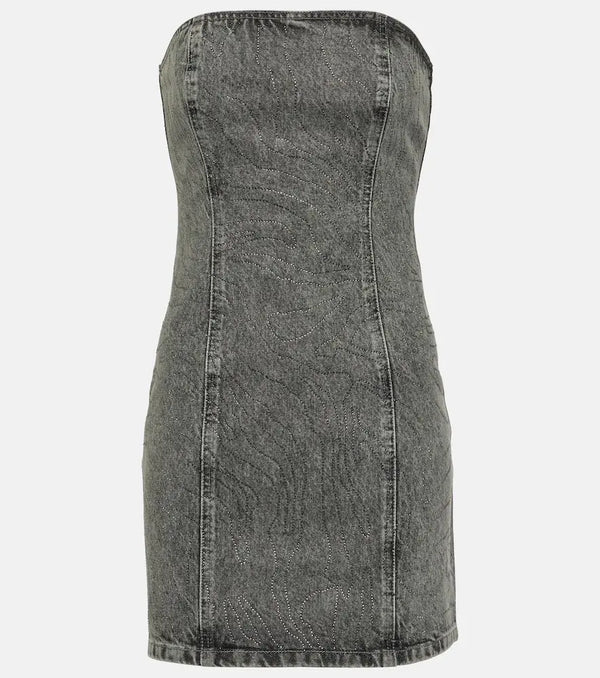 Rotate Rhinestone-embellished denim minidress | LYBSTORE