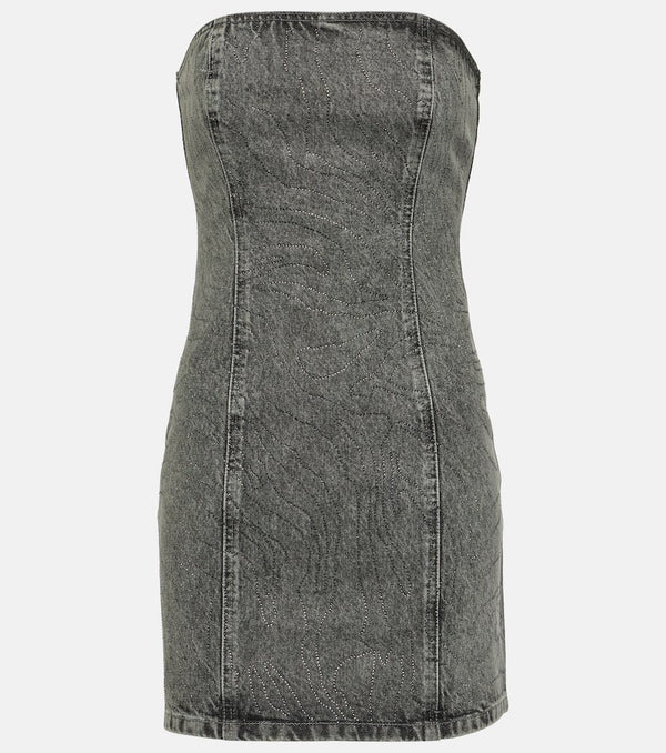 Rotate Rhinestone-embellished denim minidress | LYBSTORE