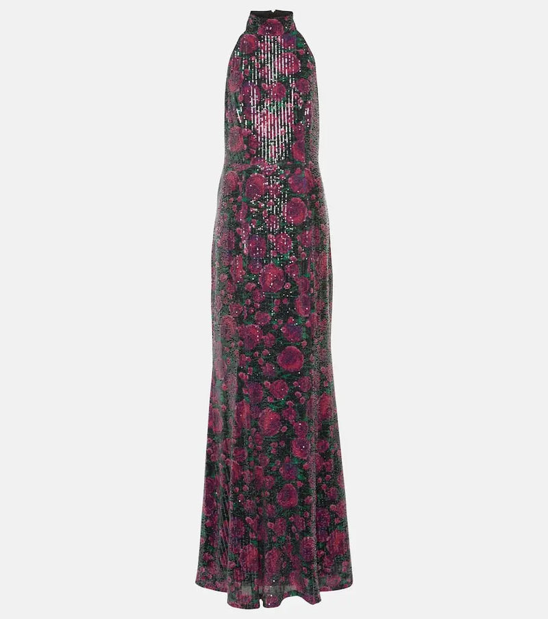 Rotate Sequined halterneck maxi dress