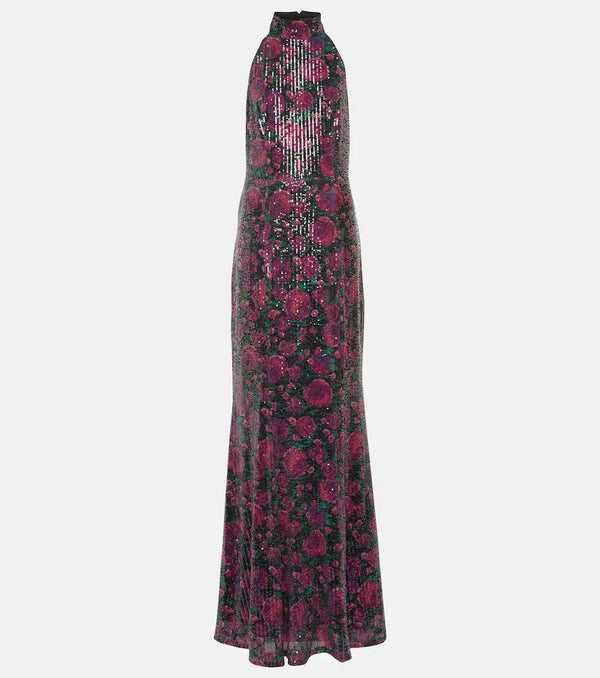 Rotate Sequined halterneck maxi dress | LYBSTORE