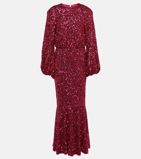 Rotate Sequined puff-sleeve maxi dress