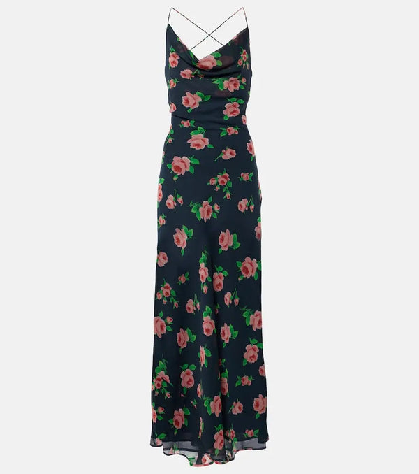 Rotate Tazzy floral open-back slip dress