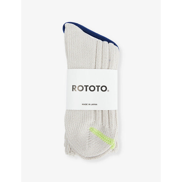 Mens Rototo Chunky Ribbed mid-calf cotton-blend knit socks