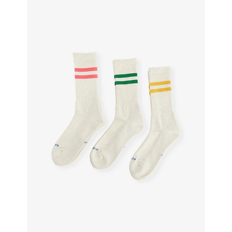 Mens Rototo Classic Athletic mid-calf pack of three cotton-blend socks