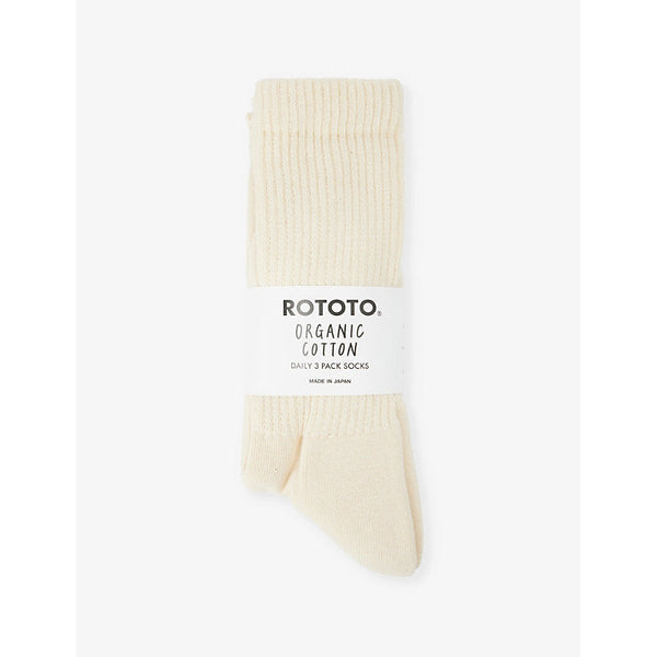 Mens Rototo Daily pack of three cotton-blend knit socks