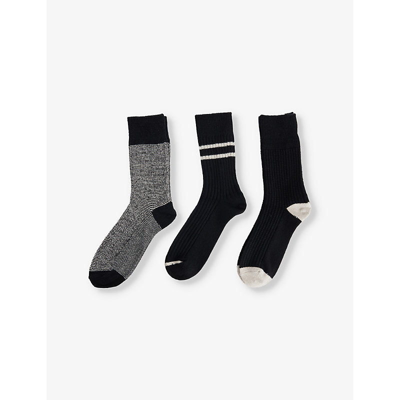 Mens Rototo Daily pack of three knit socks