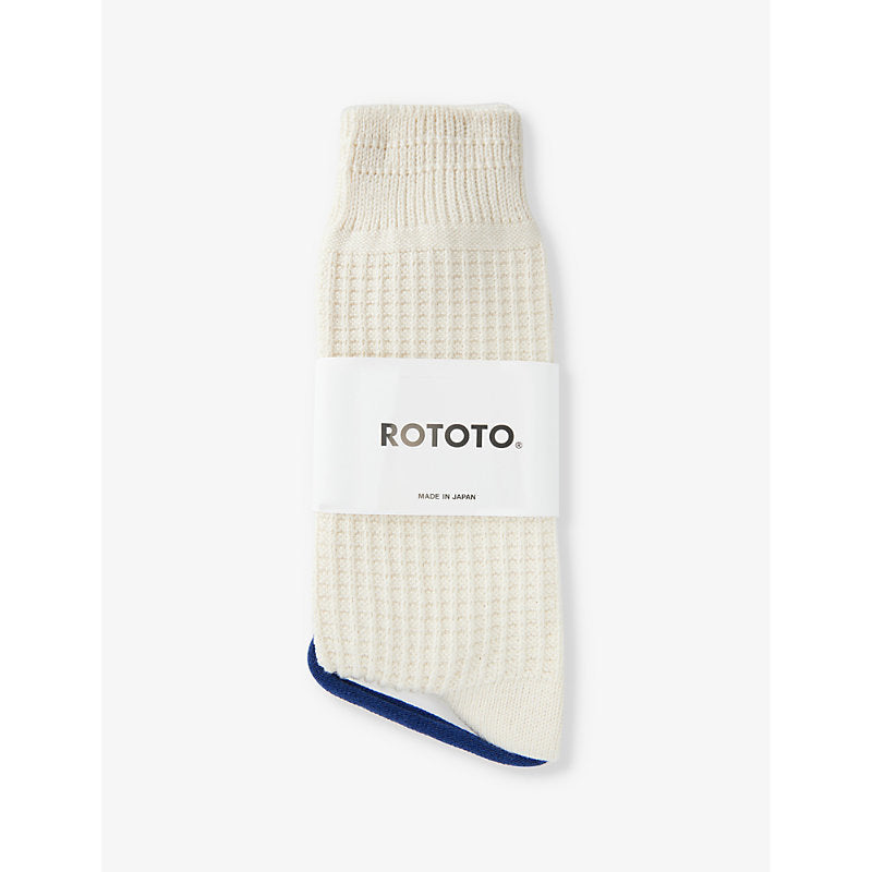 Mens Rototo Mid-calf waffle cotton-blend knit socks