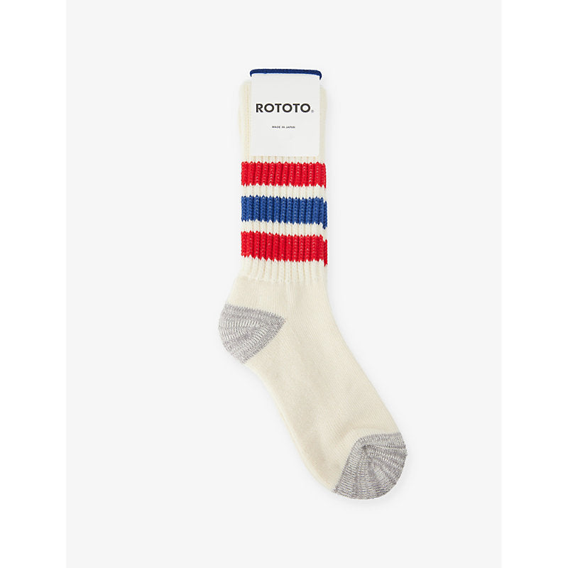  Rototo Old School Coarse stripe-pattern ribbed cotton-blend crew socks