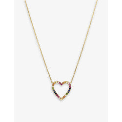 Womens Roxanne First Heart 14ct yellow-gold and 0.13ct rainbow-sapphire necklace