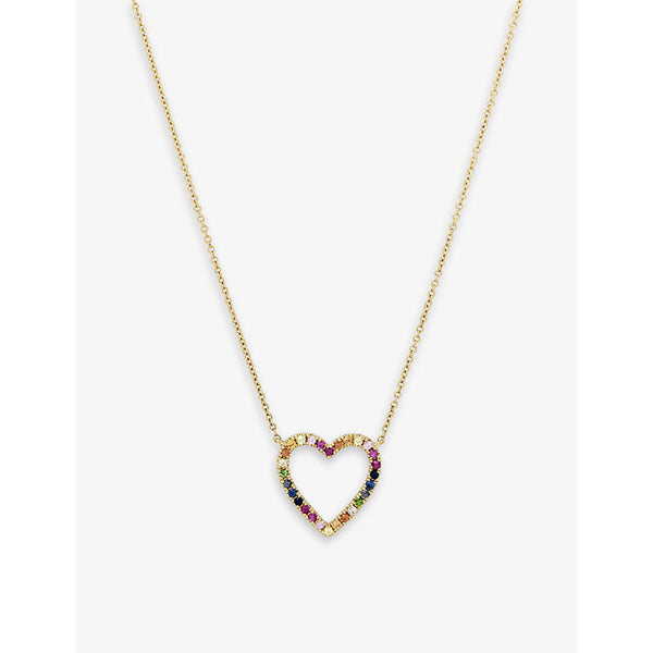 Womens Roxanne First Heart 14ct yellow-gold and 0.13ct rainbow-sapphire necklace