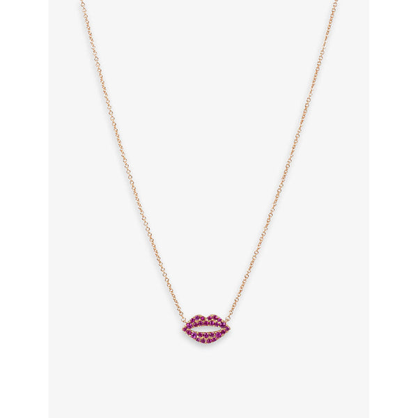 Roxanne First Scarlett Kiss 14ct rose-gold and 0.35ct pink-sapphire necklace