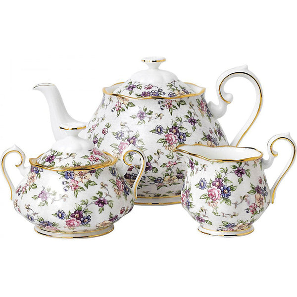 Royal Albert 100 years english chintz 3-piece teapot set (1940)