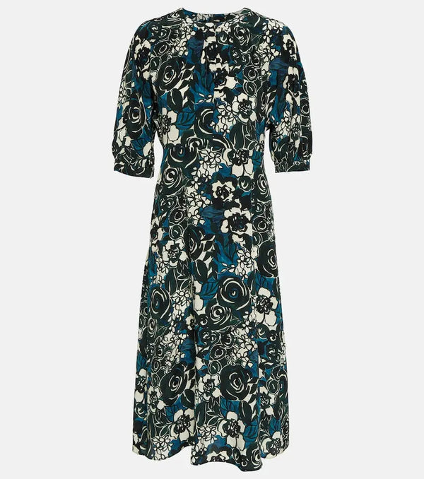 S Max Mara Bronzo floral silk crêpe midi dress | LYBSTORE