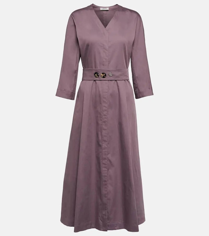 S Max Mara Pleated cotton midi dress