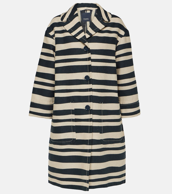 S Max Mara Rania striped cotton-blend coat