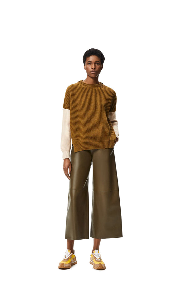 Cropped trousers in nappa lambskin