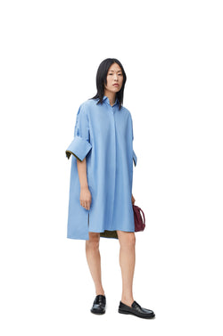 Turn-up shirt dress in cotton