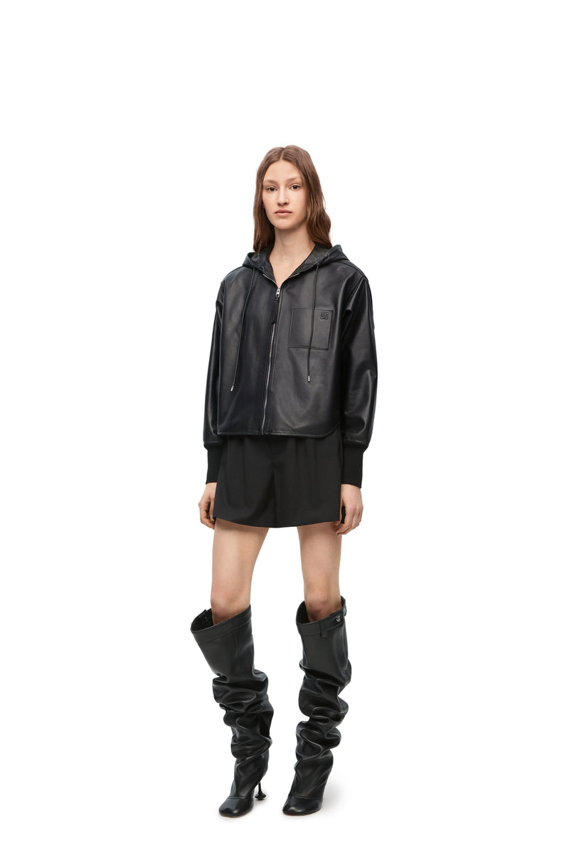 Hooded jacket in nappa lambskin