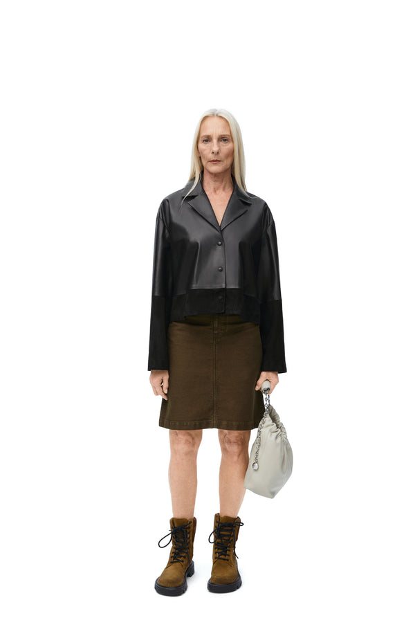 Pyjama blouse in nappa lambskin and suede goatskin