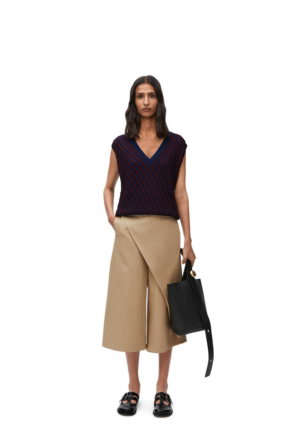 Cropped wrap trousers in cotton