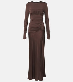 SIR Alessia draped jersey and satin maxi dress