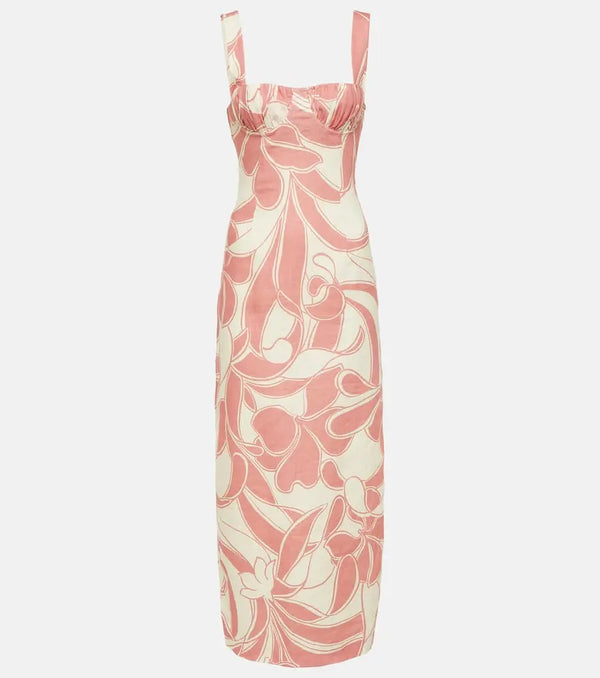 SIR Belletto printed linen midi dress | LYBSTORE