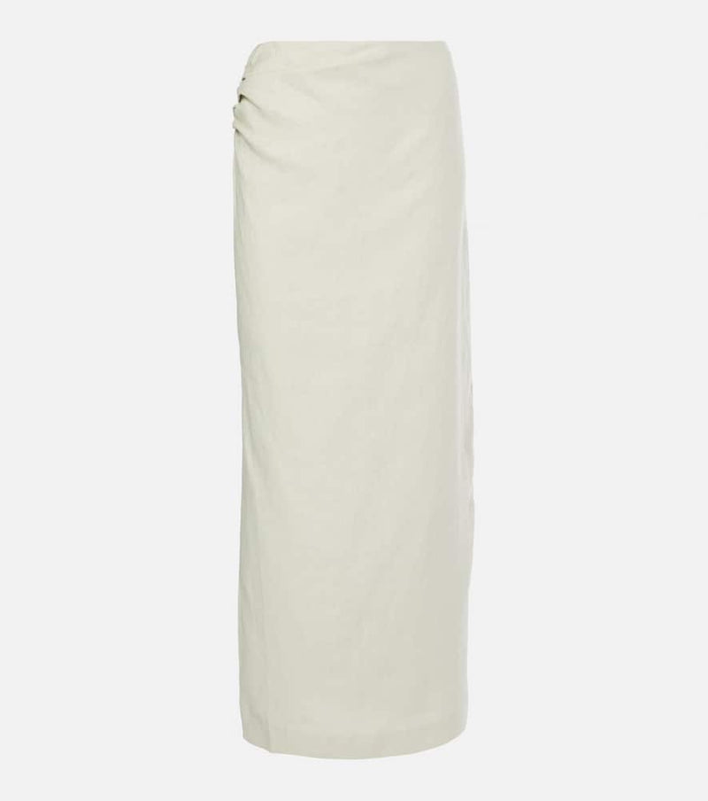 SIR Iris asymmetric linen midi skirt