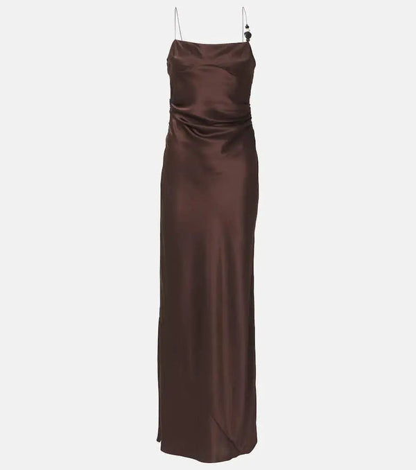 SIR Lush beaded silk satin slip dress