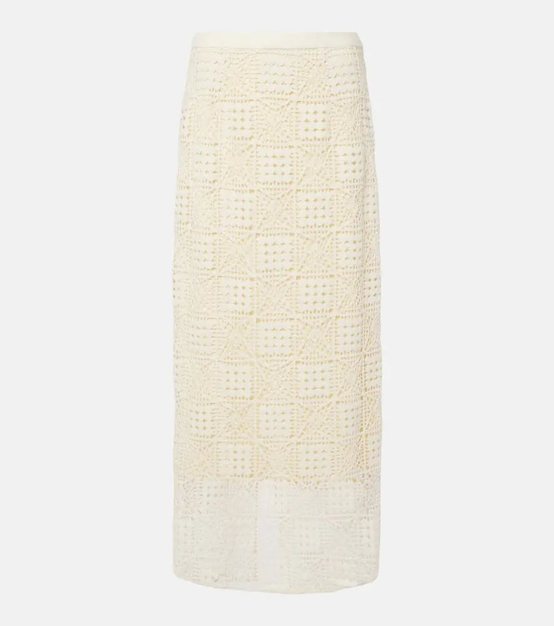 SIR Rayure crochet cotton maxi skirt