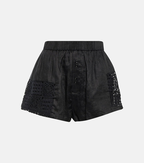 SIR Rayure patchwork cotton shorts