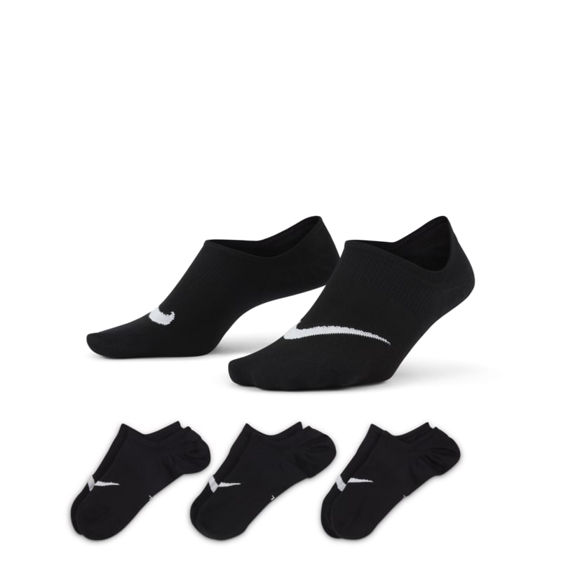 Calcetines invisibles de entrenamiento para mujer Nike Everyday Plus Lightweight (3 pares) - Negro