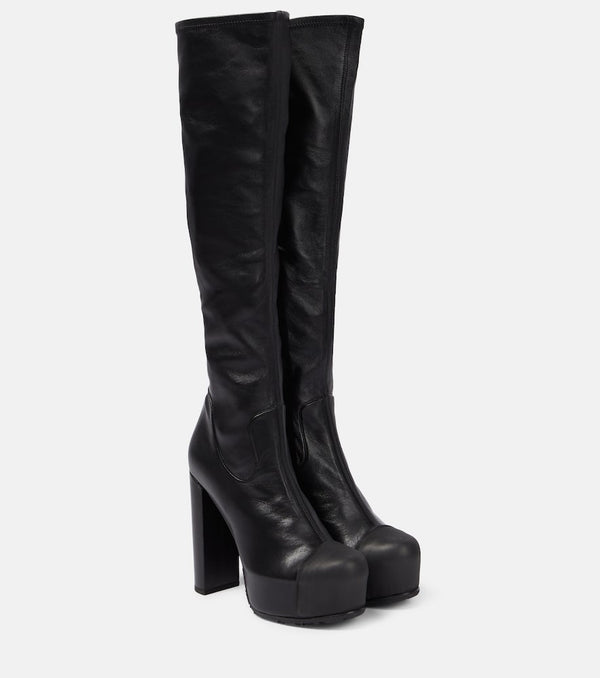 Sacai Leather platform knee-high boots