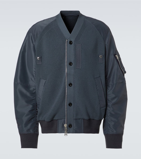 Sacai Paneled knitted twill blouson