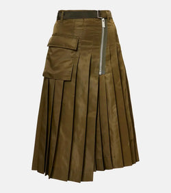 Sacai Pleated twill midi skirt