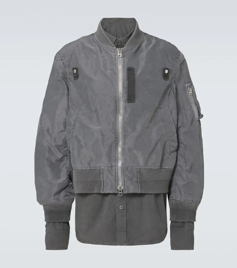 Sacai Ripstop-trimmed twill bomber jacket