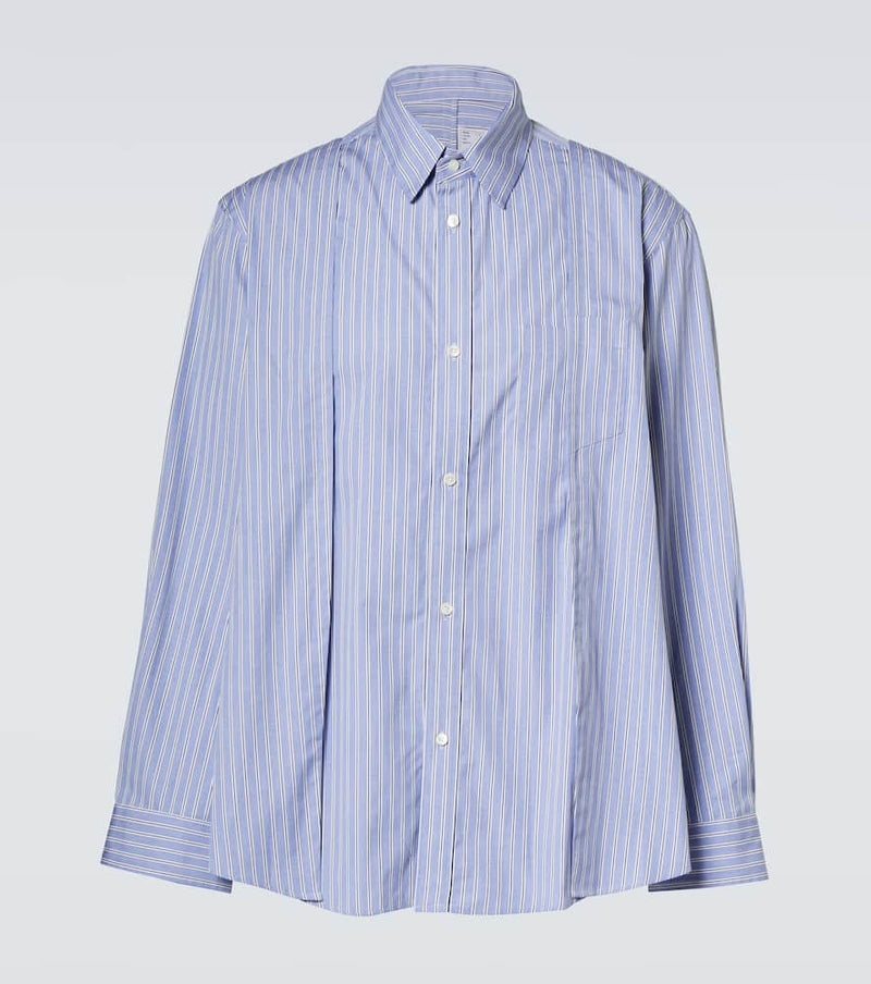 Sacai Striped pleated cotton poplin shirt