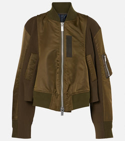 Sacai Twill and jersey bomber jacket