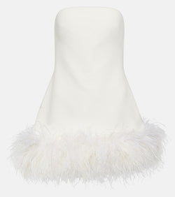 Safiyaa Feather-trimmed crêpe mini dress