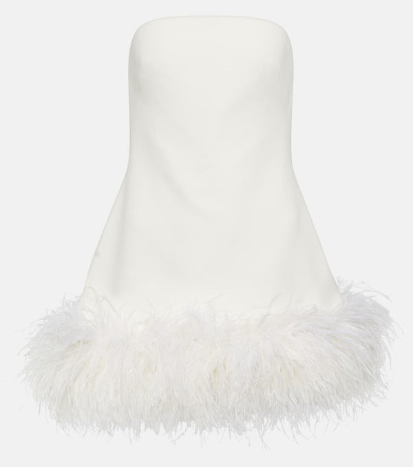 Safiyaa Feather-trimmed crêpe mini dress