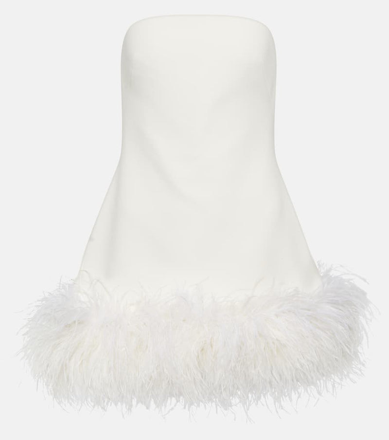 Safiyaa Feather-trimmed crêpe mini dress