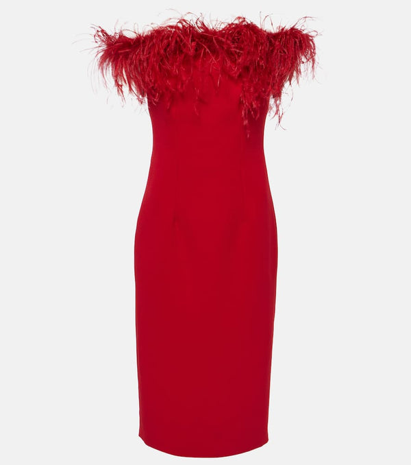 Safiyaa Starling feather-trimmed midi dress