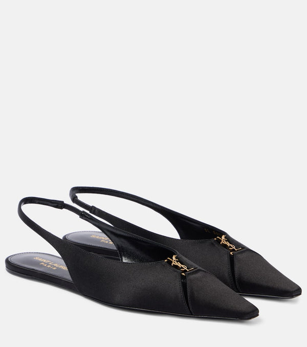 Saint Laurent Babylone crêpe slingback flats