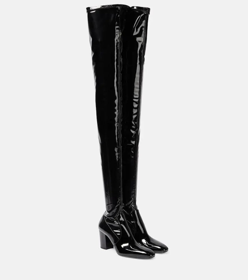 Saint Laurent Betty vinyl over-the-knee boots | LYBSTORE