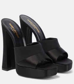 Saint Laurent Boogie 110 satin platform mules | LYBSTORE