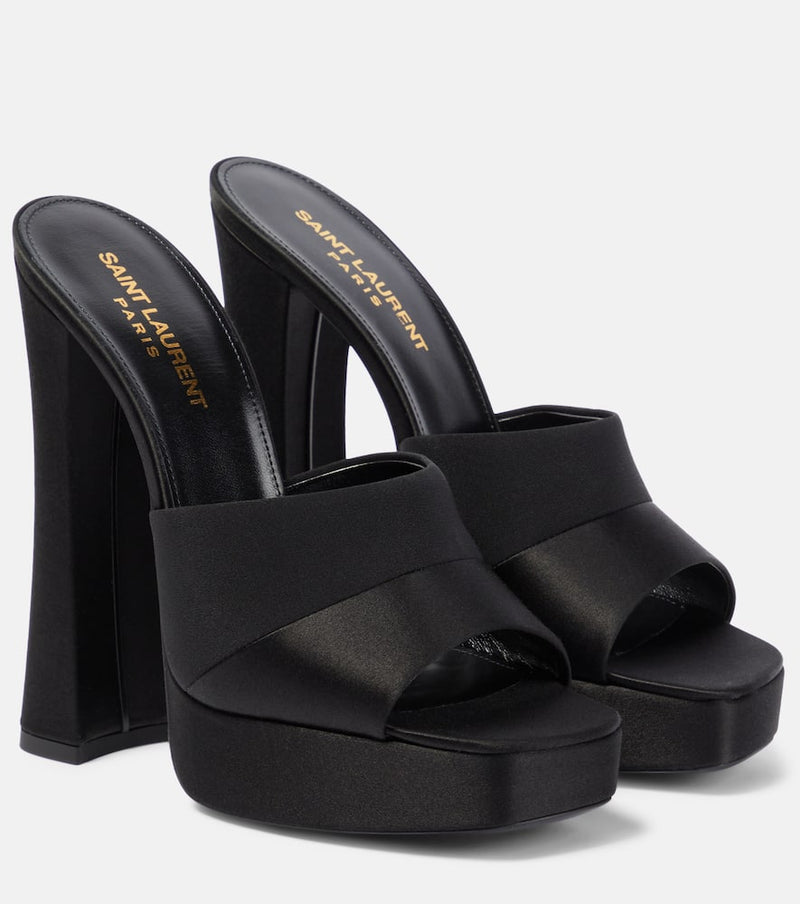 Saint Laurent Boogie 110 satin platform mules