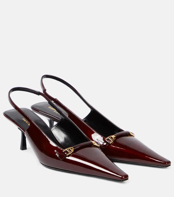 Saint Laurent Carine 55 patent leather slingback pumps | LYBSTORE