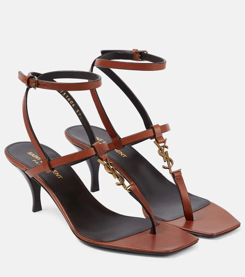 Saint Laurent Cassandra 60 leather thong sandals | LYBSTORE